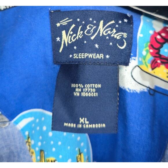 Nick & Nora Pajamas Winter US Snow Globes Top Women Size XL Multi - Picture 3 of 4